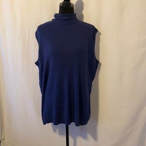 Dialogue Silk Cashmere Blend Ribbed Sleeveless Turtleneck, 3X, New with Tags